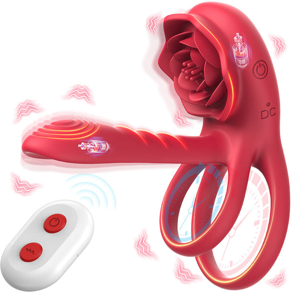 Lurevibes - Rose Cock Ring Vibrator Clit Stimulator Couple Toy Upgraded Version Lurevibes