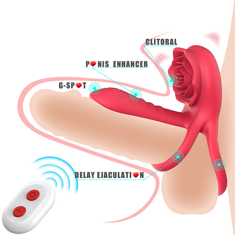 Lurevibes - Rose Cock Ring Vibrator Clit Stimulator Couple Toy Upgraded Version Lurevibes