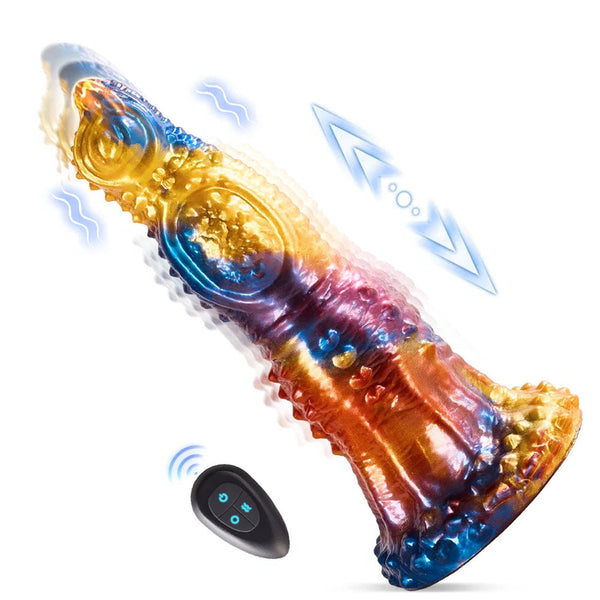 Colorful Golden Phoenix Electric Telescopic Vibrating Dildo With Remote Control Lurevibes