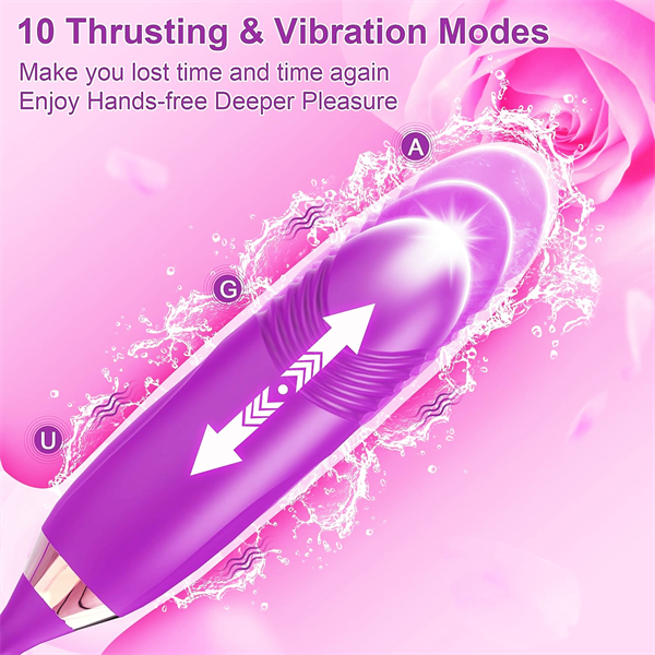 Lurevibes - Rose Muncher Rose Kiss Tongue Vibrator With Thrusting Dildo Vibrator Lurevibes