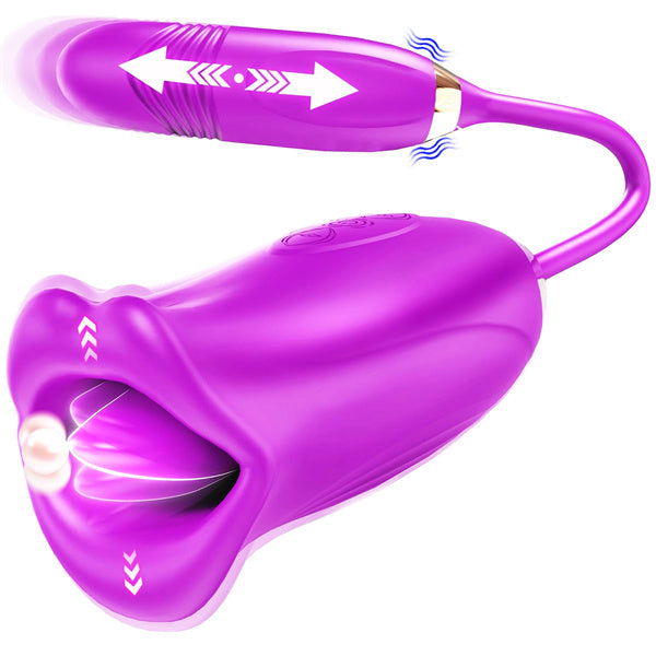 Lurevibes - Rose Muncher Rose Kiss Tongue Vibrator With Thrusting Dildo Vibrator Lurevibes