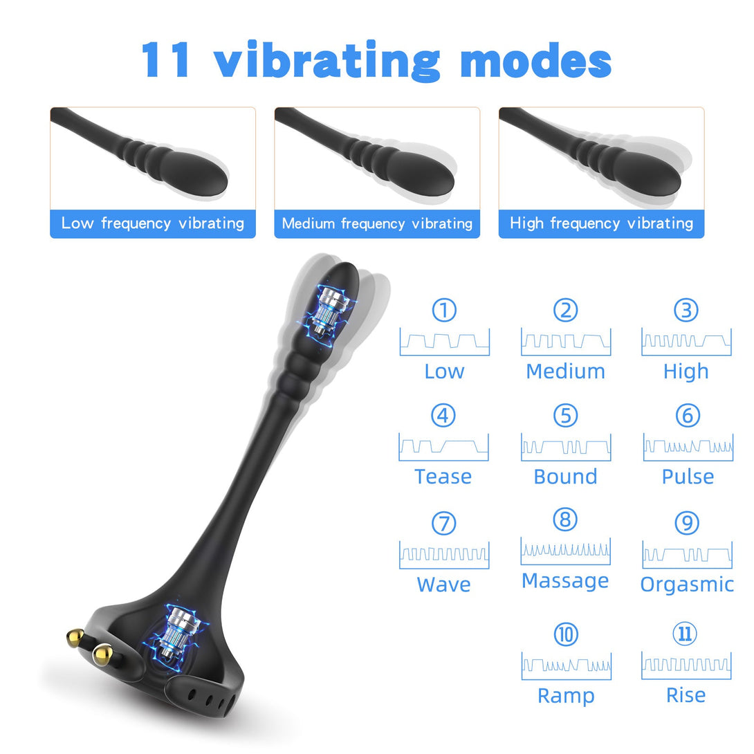 Wireless Remote Control Vibrating Penis Ring With Prostate Massager Lurevibes