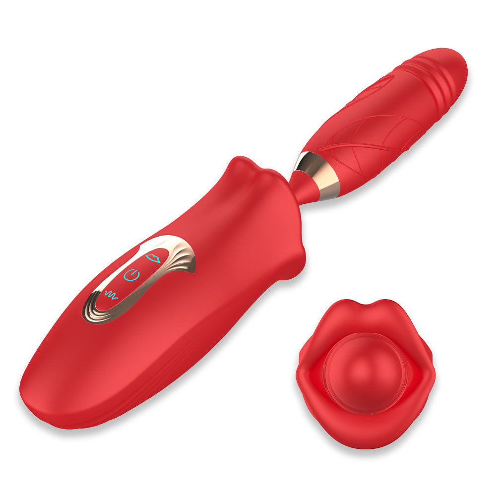 Rose Muncher Lip Tongue Suction Vibrator With Thrusting Dildo Vibrator Lurevibes