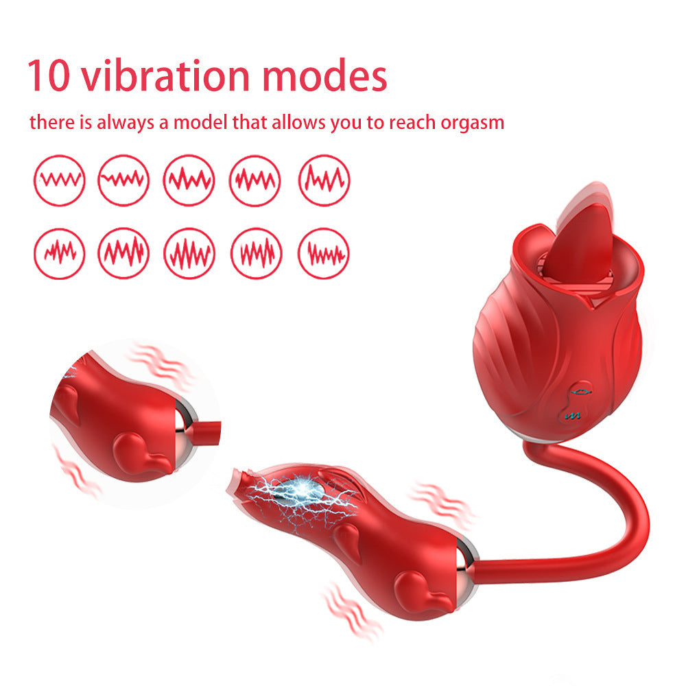 Lurevibes - New Rose Double Head Tongue Licking Vibration Jump Egg For Women Lurevibes