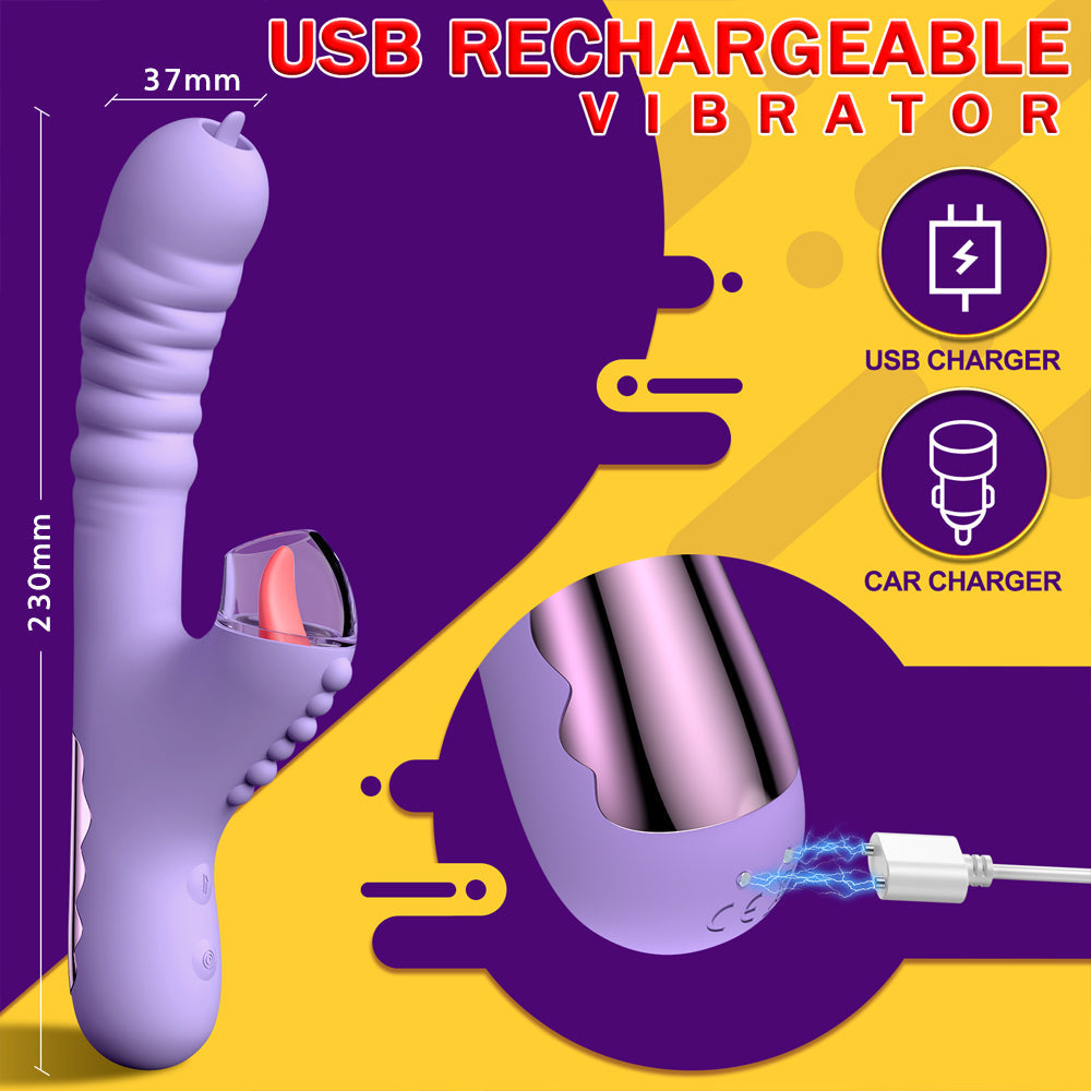 Lurevibes - Small Dinosaur Vibrator - Multi-frequency Telescopic Tongue Sucking Clit Stimulation Vibrator Lurevibes