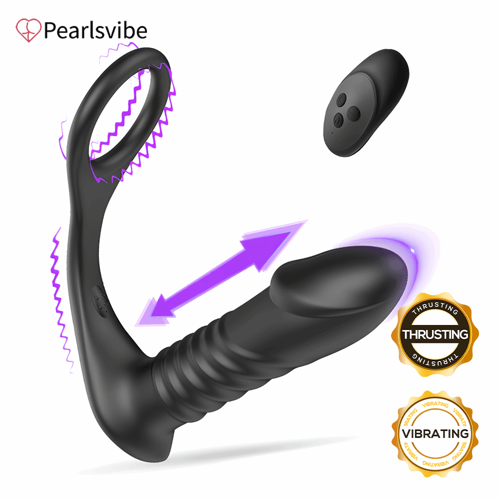 10 Thrilling Vibration 3 Thrusting Silicone Remote Control Cock Ring Anal Vibrator Lurevibes