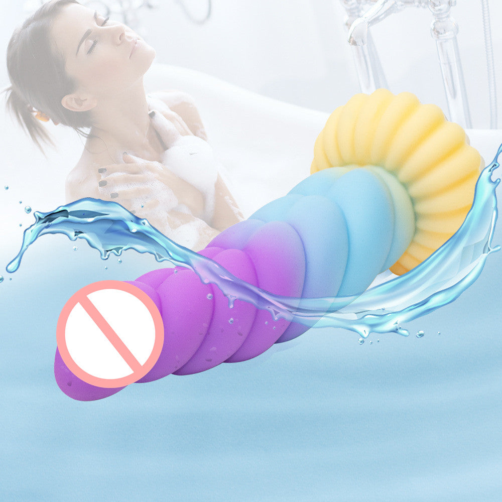 Colorful Braid Dildo Vibrator Liquid Silicone Anal Plug Lurevibes