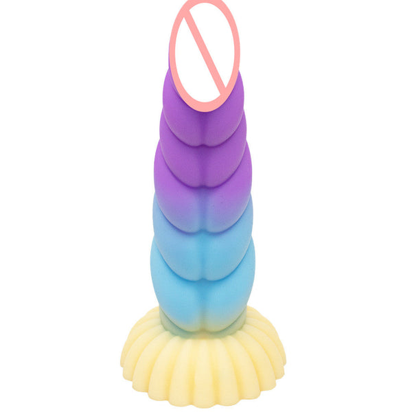 Colorful Braid Dildo Vibrator Liquid Silicone Anal Plug Lurevibes