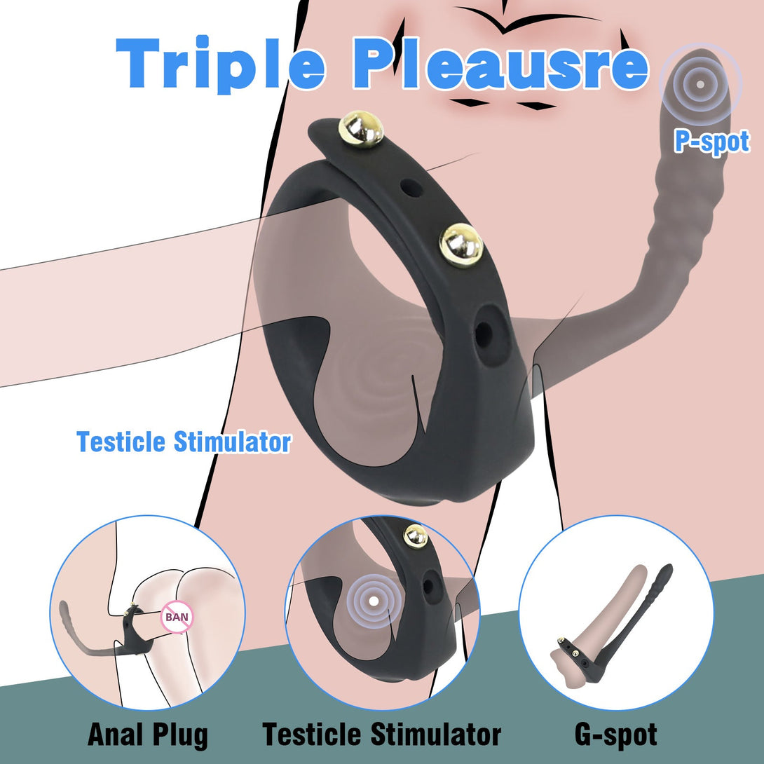 Wireless Remote Control Vibrating Penis Ring With Prostate Massager Lurevibes