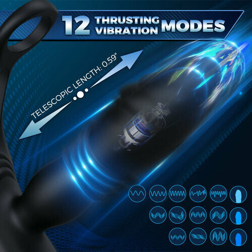 3 -Thrusting & 12 -Vibrating Cock Rings Prostate Massager Lurevibes