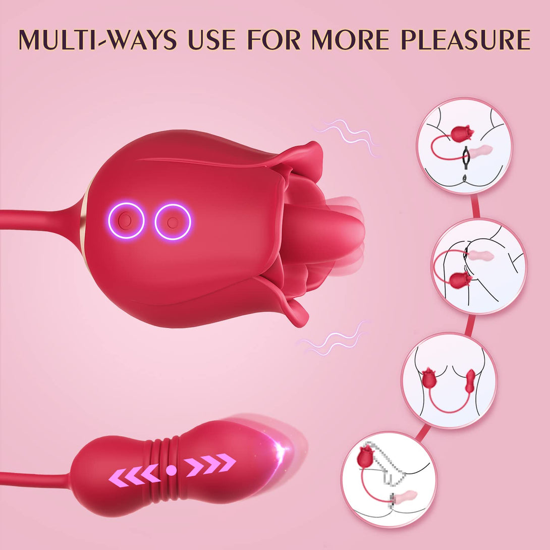 Lurevibes - Rose Toy Vibrator Female Telescopic Egg Jumping  Tongue Licker Sex Toys Lurevibes