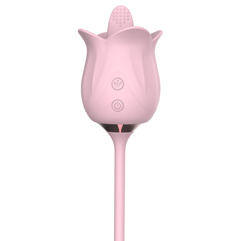 Lurevibes - 3-in-1 Blooming Sexy Pink Rose Toy Rotating Pearls Telescopic Tongue-licking Vibrator Lurevibes