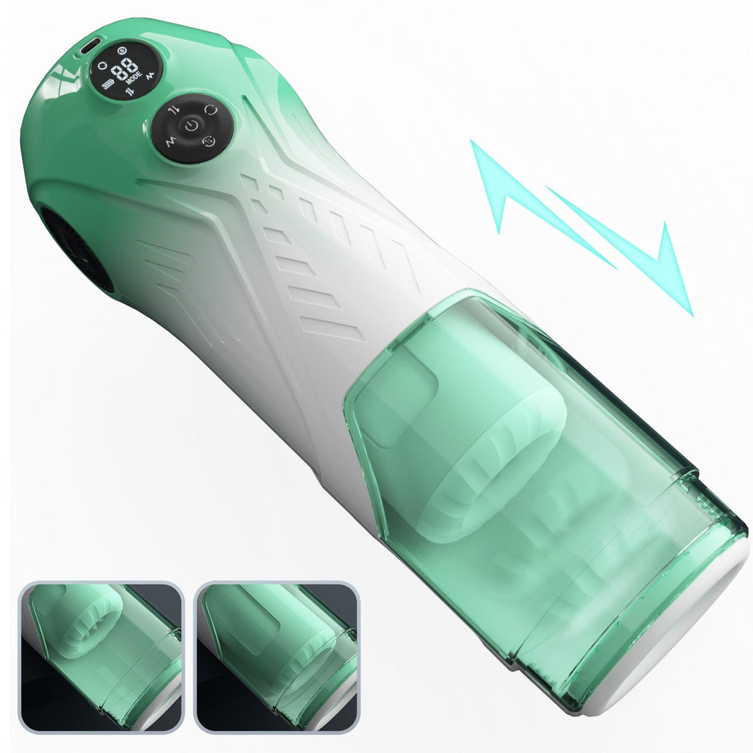 Green Star Rotating Telescopic Vibration Male Masturbator Lurevibes