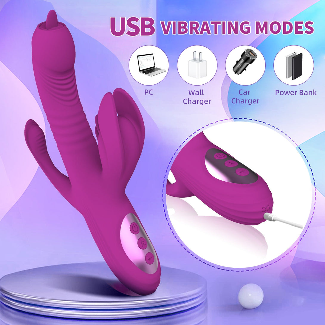 Lurevibes -Trident 4-in-1 Heating Telescopic Swinging Tongue-licking Vibrator Lurevibes