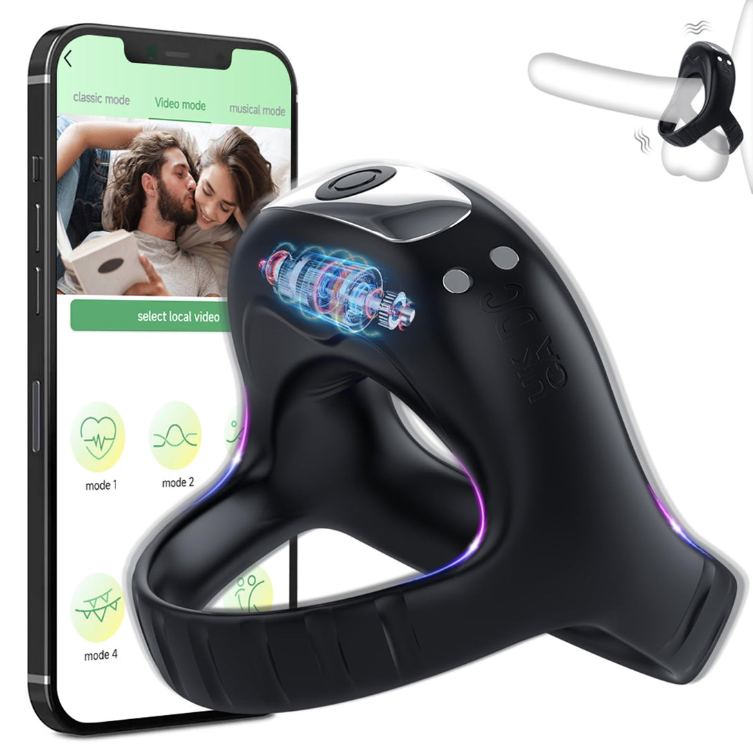 Lurevibes - Vibrating Cock Ring with APP, Triangular Penis Ring with 10 Vibration Modes Lurevibes