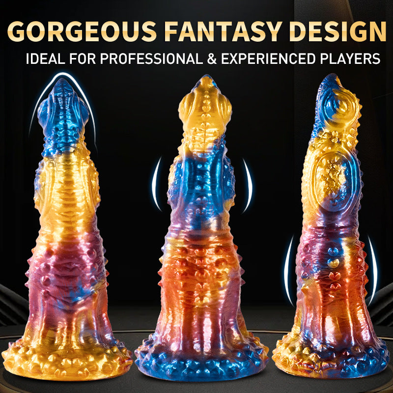 Colorful Golden Phoenix Electric Telescopic Vibrating Dildo With Remote Control Lurevibes