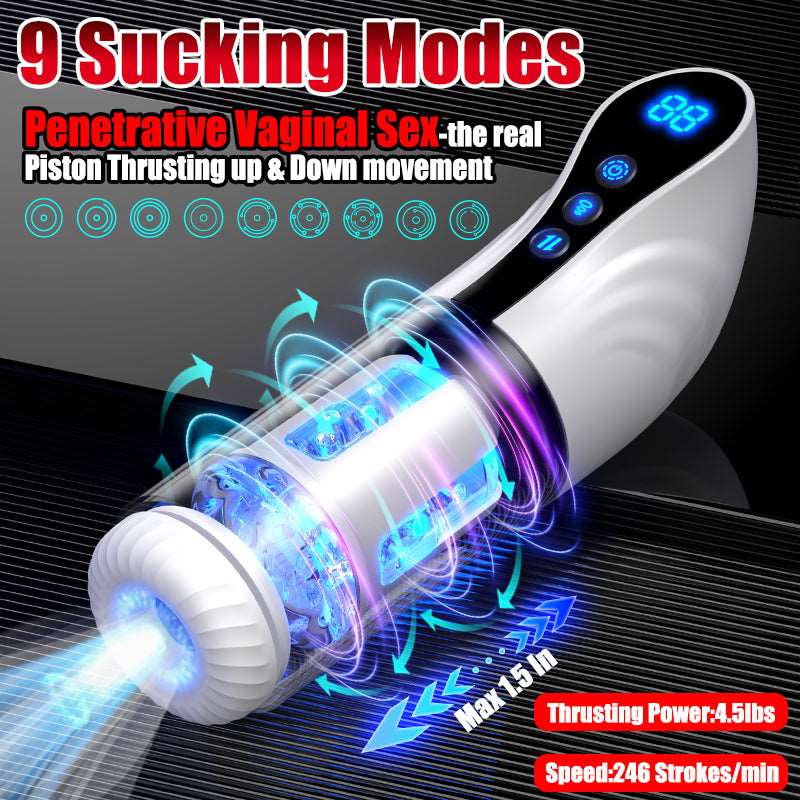 Lurevibes - 3-in-1 Thrusting Rotating Sucking Deep-throat Male Masturbator Lurevibes