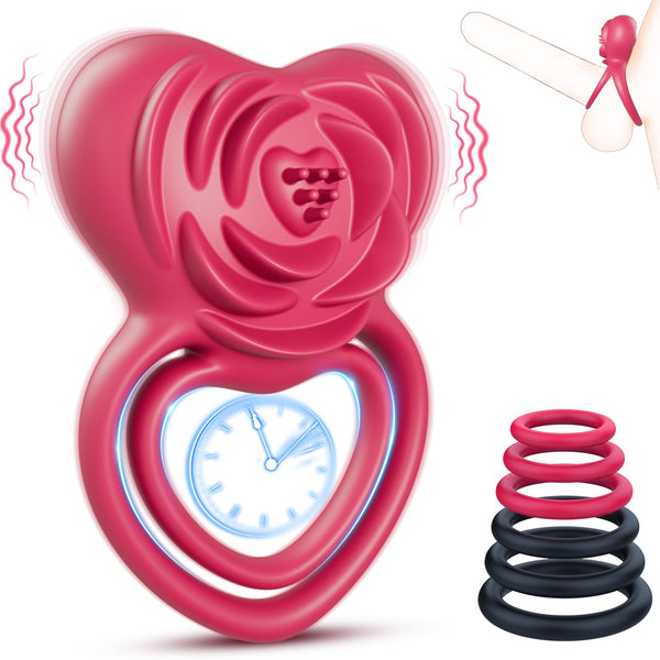 2 in 1 Vibrating Cock Ring Rose Vibrator Lurevibes