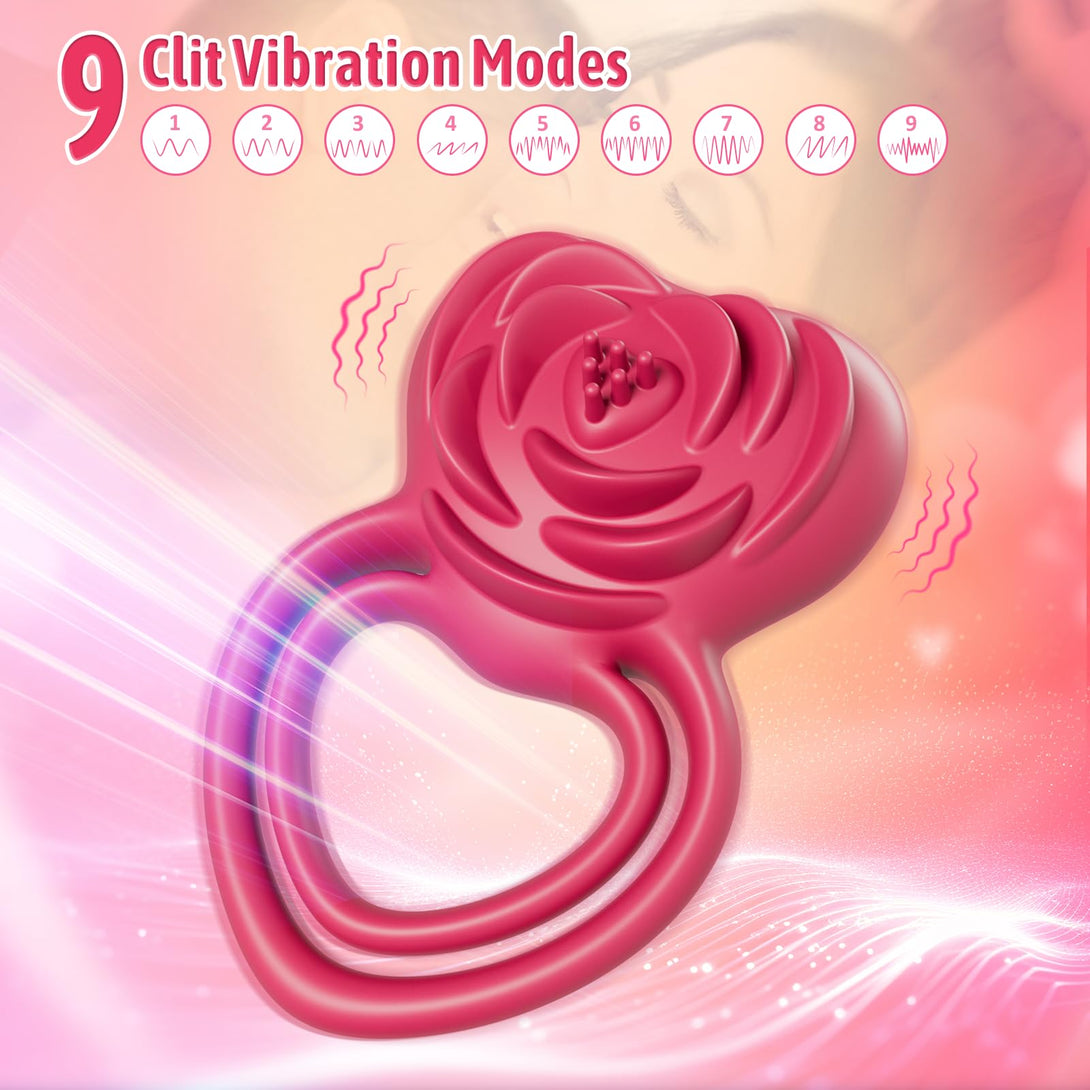 2 in 1 Vibrating Cock Ring Rose Vibrator Lurevibes