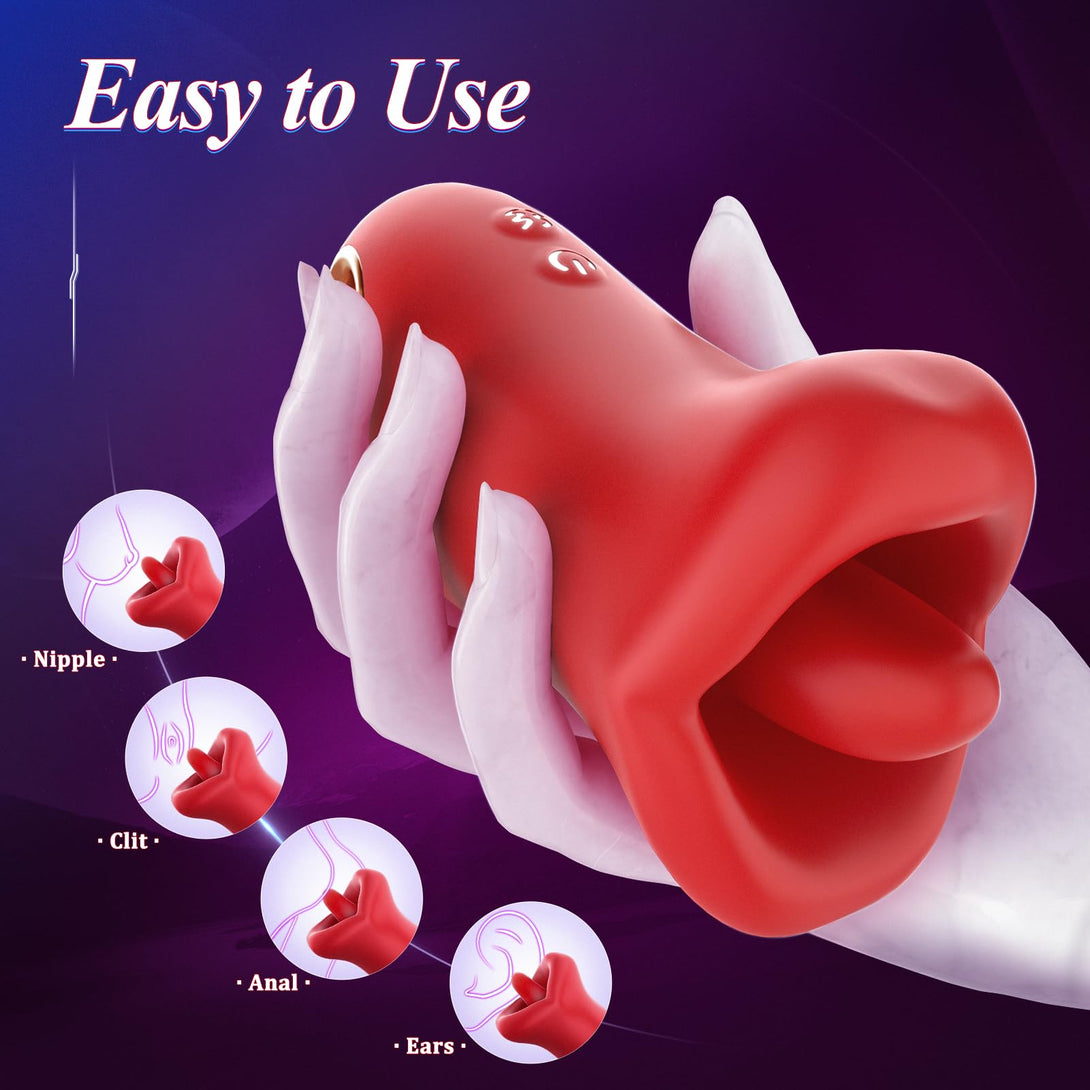 Lurevibes- 3IN1 Handle Mouth-Shaped 10 Tongue Licking Kissing Lurevibes