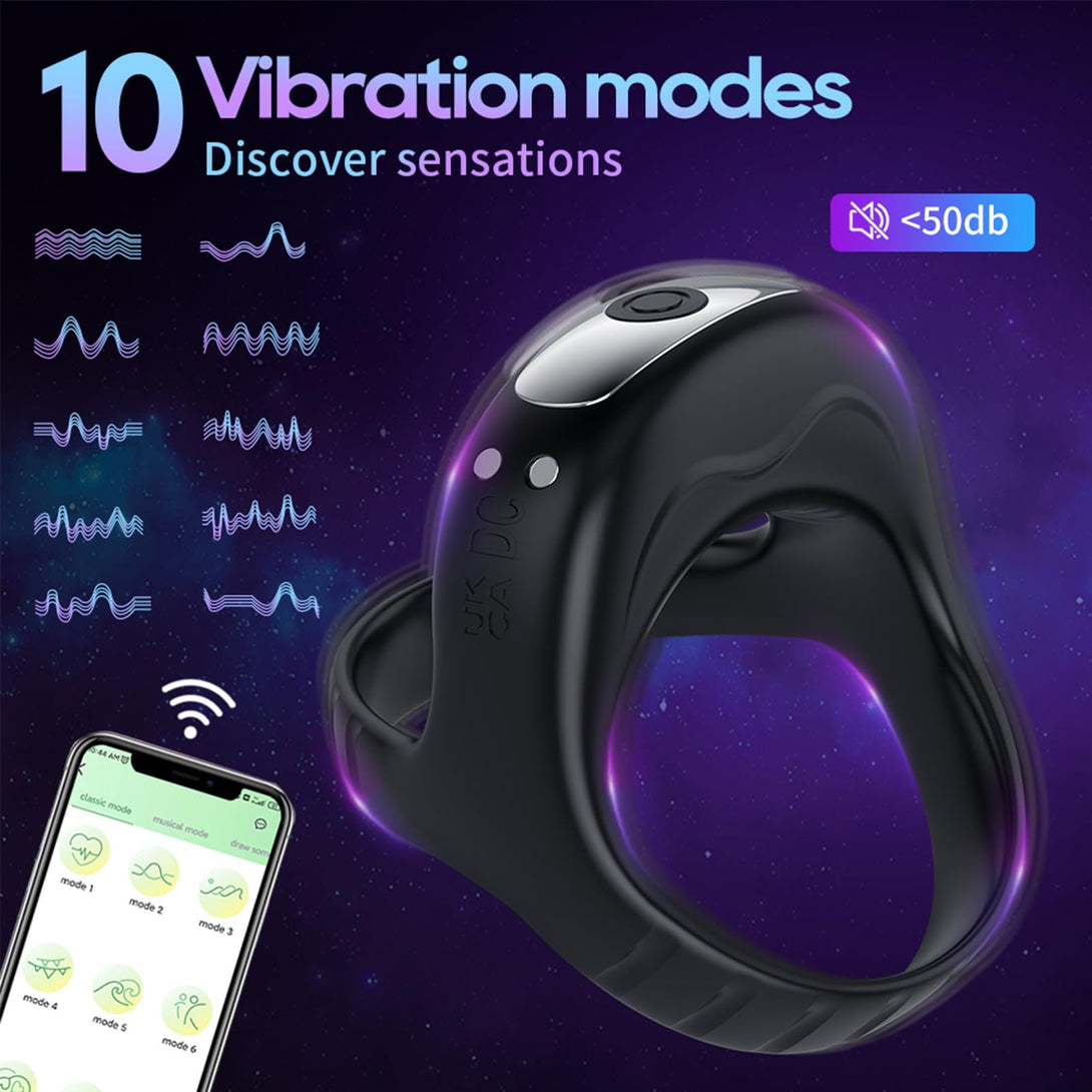 Lurevibes - Vibrating Cock Ring with APP, Triangular Penis Ring with 10 Vibration Modes Lurevibes