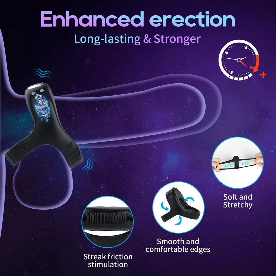 Lurevibes - Vibrating Cock Ring with APP, Triangular Penis Ring with 10 Vibration Modes Lurevibes