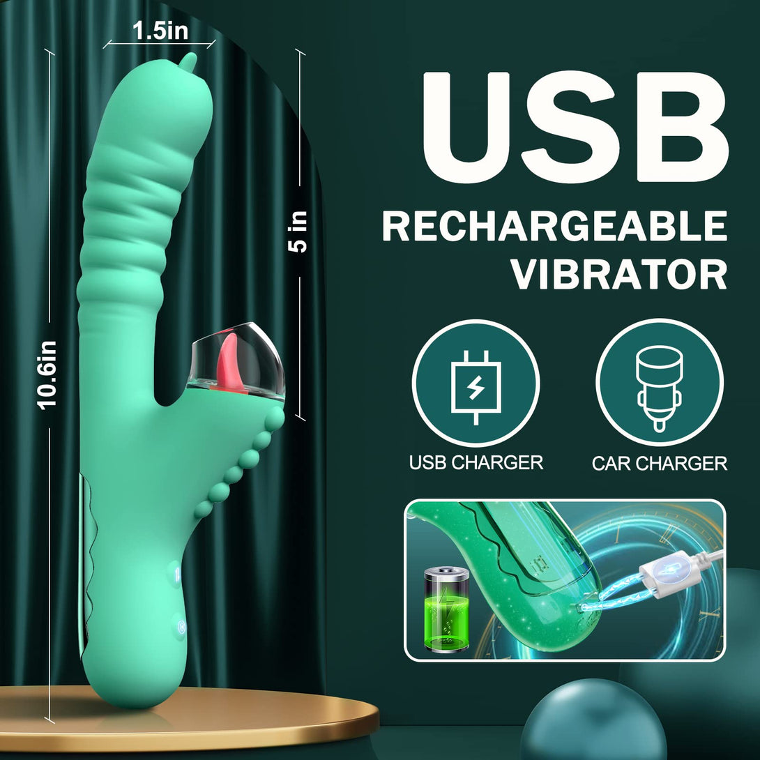 Lurevibes - Small Dinosaur Vibrator - Multi-frequency Telescopic Tongue Sucking Clit Stimulation Vibrator Lurevibes