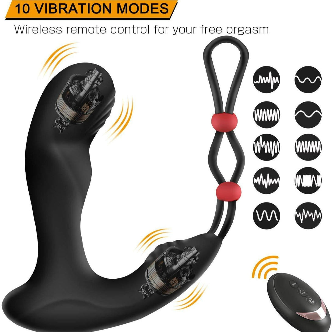 Lurevibes - Men's wireless remote control backyard bead pulling 9-frequency vibrating anal plug prostate toy Lurevibes