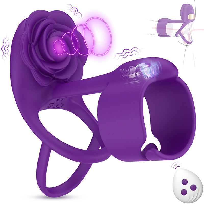 Lurevibes - 3 IN 1 Vibrating Rose Penis Ring with 10 Vibration Lurevibes