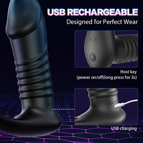 10 Thrilling Vibration 3 Thrusting Silicone Remote Control Cock Ring Anal Vibrator Lurevibes