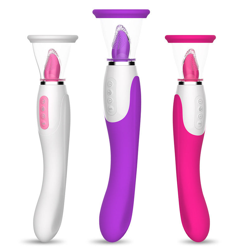 Lurevibes- Hard Rock Vibrating Rod Female Masturbator Vibrating Av Bead Rotating Rod Automatic Heating Sucking Tongue Licker Pluggable Device Lurevibes