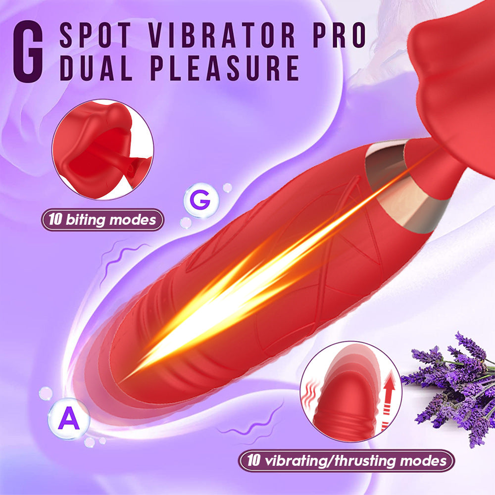 Rose Muncher Lip Tongue Suction Vibrator With Thrusting Dildo Vibrator Lurevibes