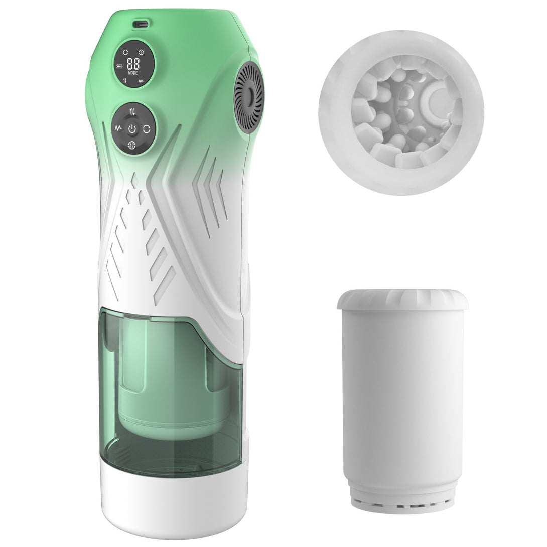 Green Star Rotating Telescopic Vibration Male Masturbator Lurevibes