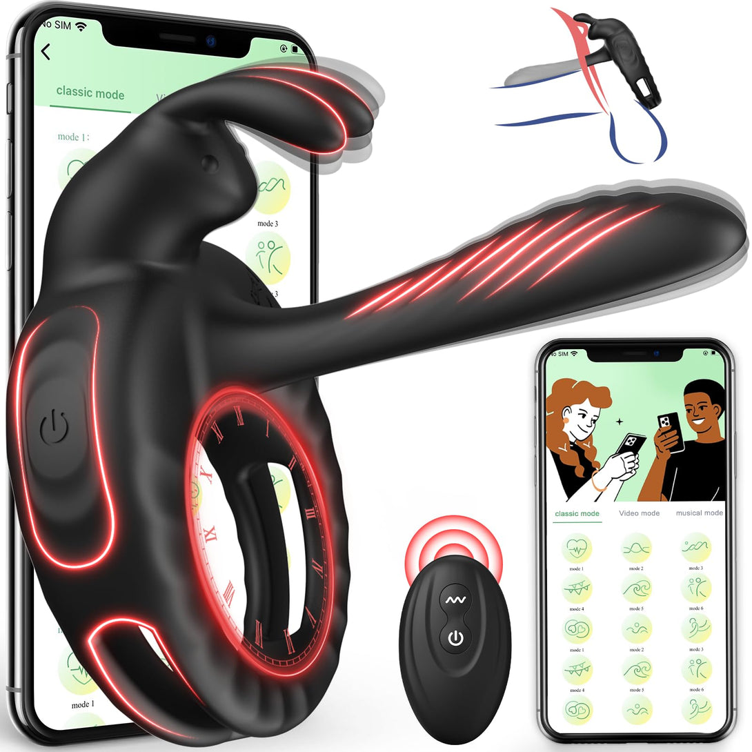 Lurevibes - Bunny Ring III Vibrating Cock Ring Penis Ring with APP, Couples Sex Toys Vibrators Lurevibes