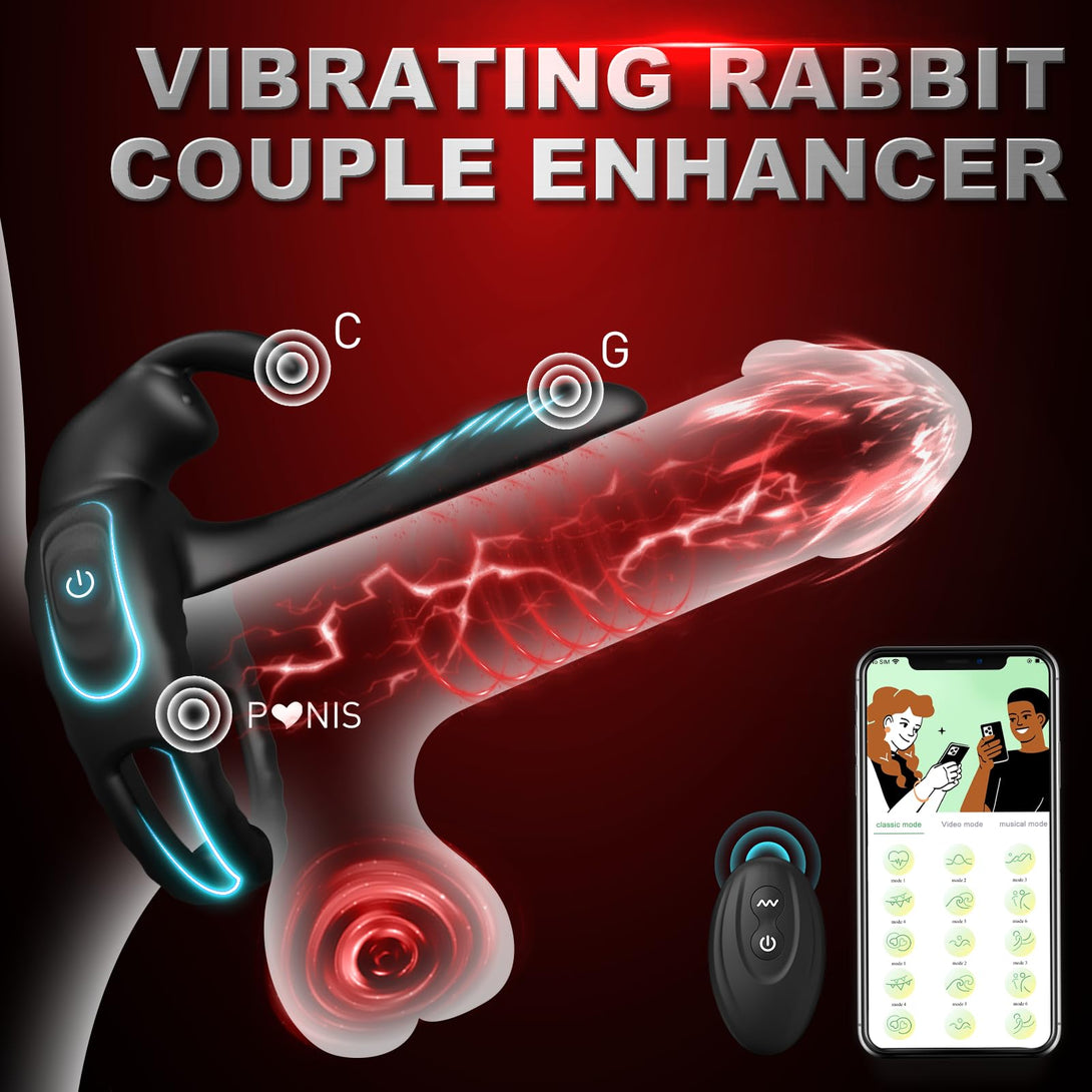 Lurevibes - Bunny Ring III Vibrating Cock Ring Penis Ring with APP, Couples Sex Toys Vibrators Lurevibes