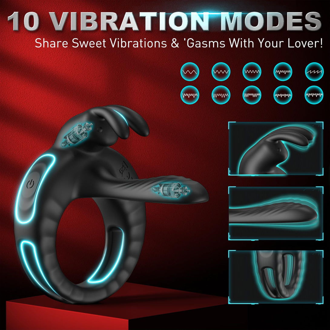 Lurevibes - Bunny Ring III Vibrating Cock Ring Penis Ring with APP, Couples Sex Toys Vibrators Lurevibes