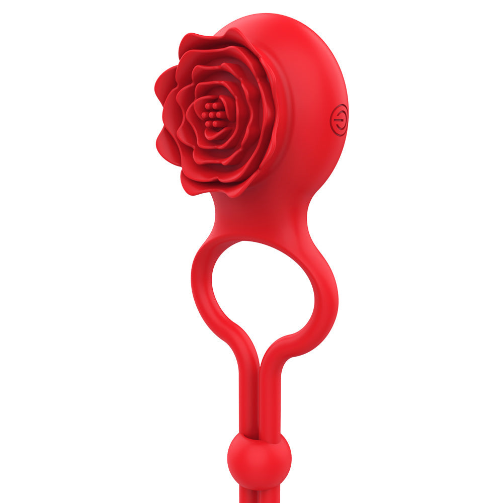 Lurevibes- Rose Ring Locking Vibrating Penis Ring Couple Toy Lurevibes