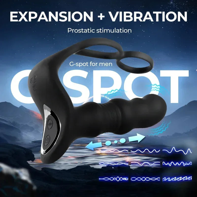 Massager Masturbation 9 Frequency Remote Control Anal Vibrator with Cock Ring Lurevibes