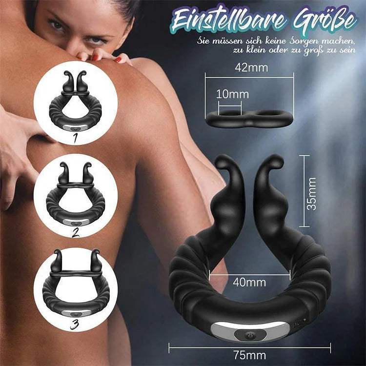 Lurevibes - Vibrating Dual Penis Ring Dildo Stretchy Cock Ring Lurevibes