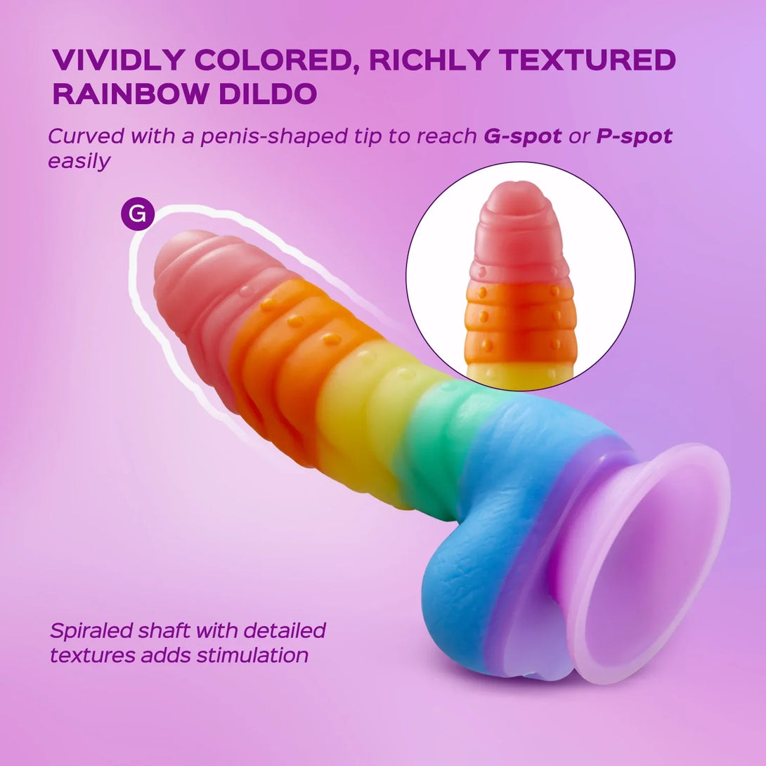 Pride - Rainbow Silicone Suction Cup Dildo Strap-On Harness Kit Lurevibes