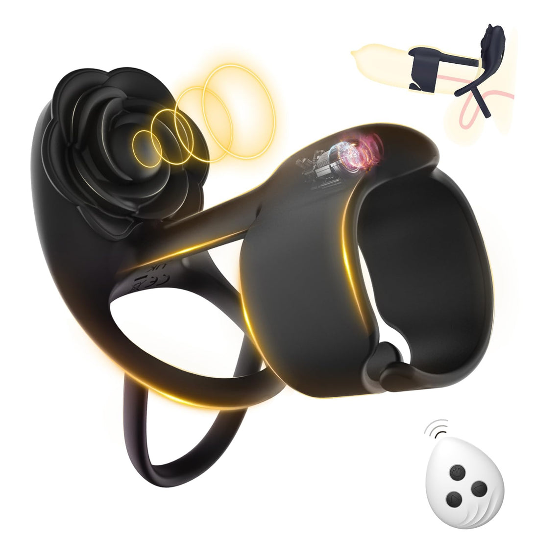 Lurevibes - 3 IN 1 Vibrating Rose Penis Ring with 10 Vibration Lurevibes