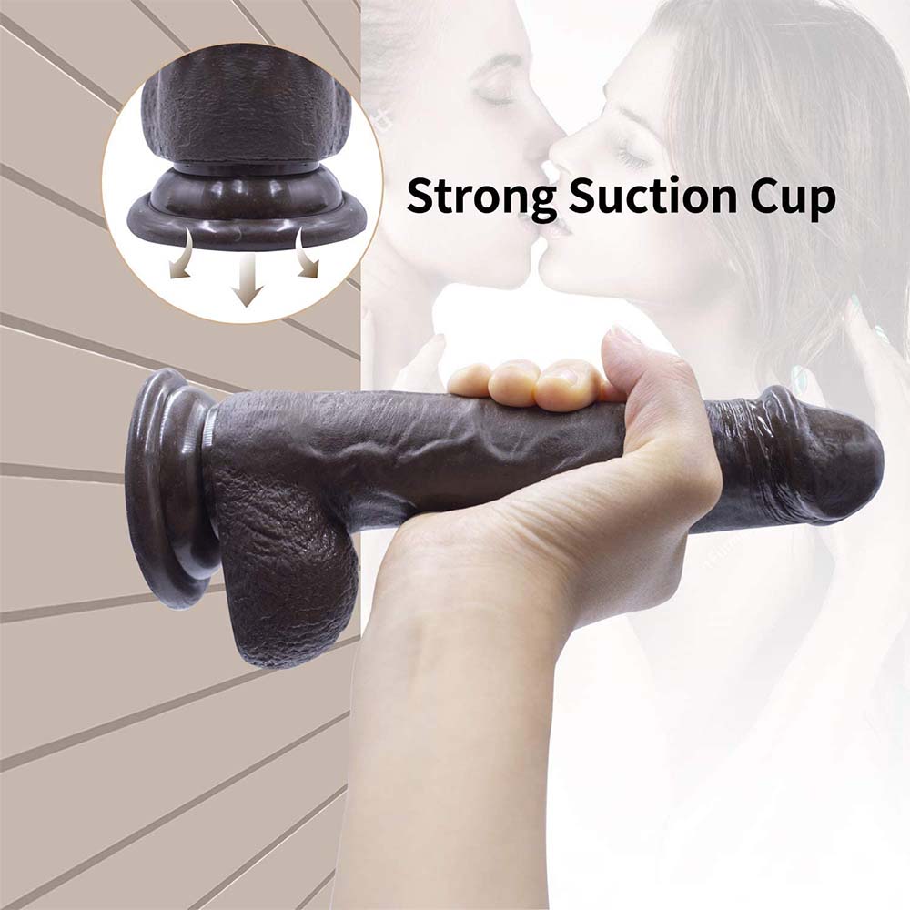 Strap-on Dildo Realistic Silicone Dildo with Wearable Sex Harness for Couple Pegging Women Lesbian Sex Fun, 7.6'' (Black) Lurevibes