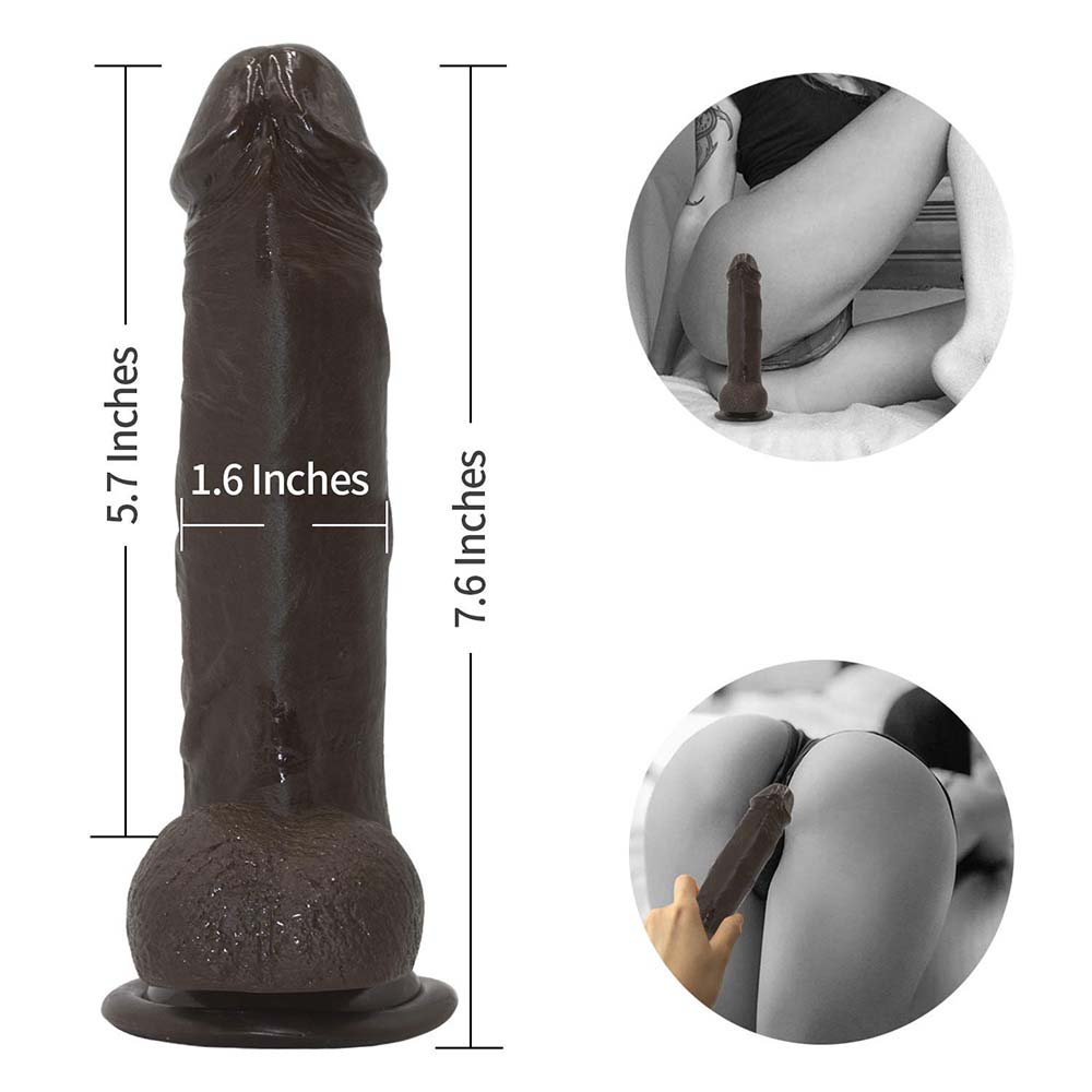 Strap-on Dildo Realistic Silicone Dildo with Wearable Sex Harness for Couple Pegging Women Lesbian Sex Fun, 7.6'' (Black) Lurevibes