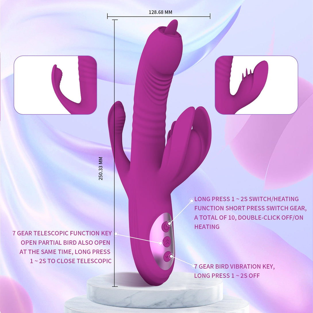 Lurevibes -Trident 4-in-1 Heating Telescopic Swinging Tongue-licking Vibrator Lurevibes