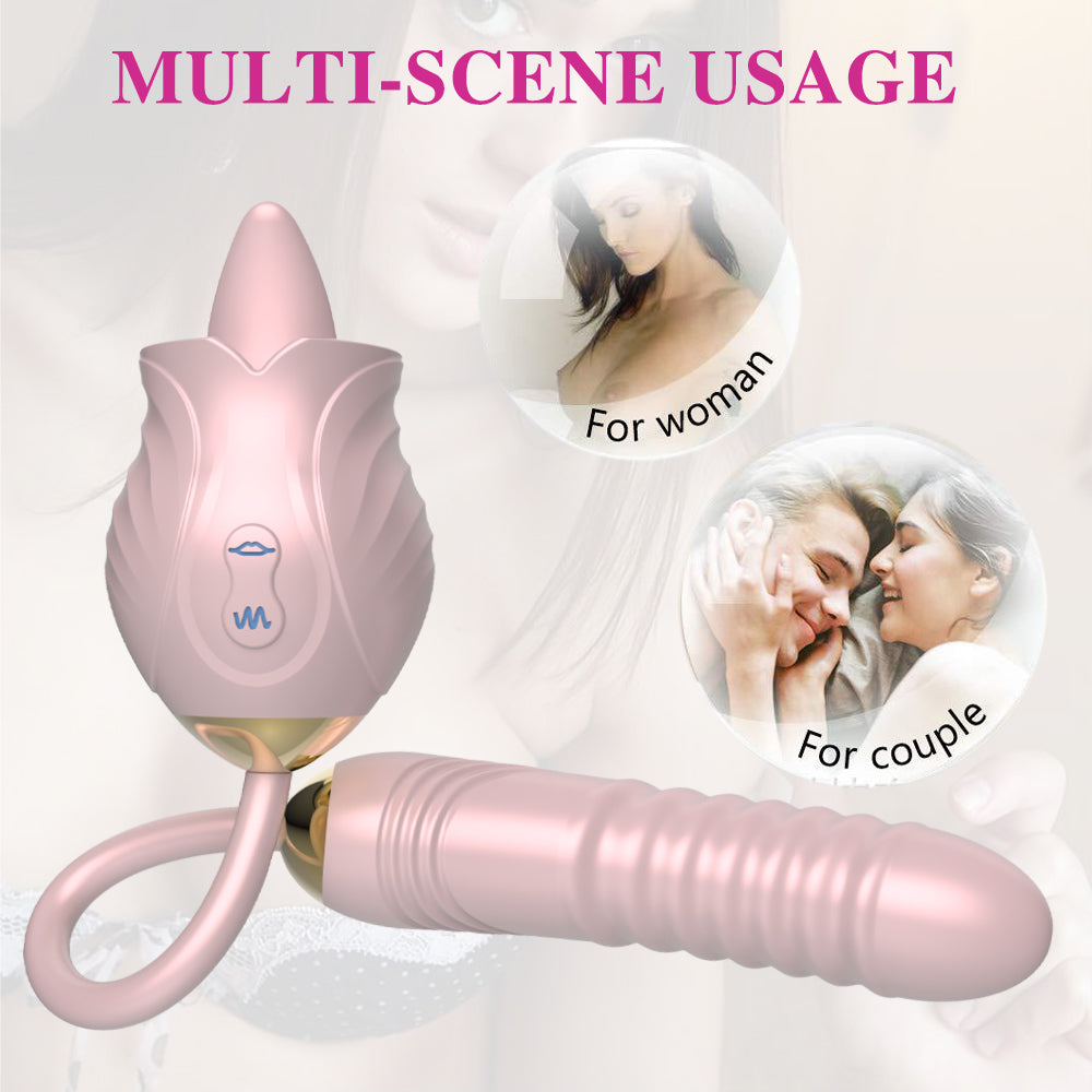 Lurevibes- New Rose Toy Warming G-spot Tongue Licking Vibrator Lurevibes