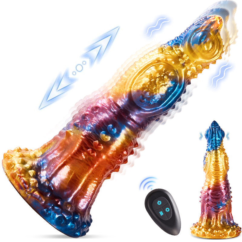 Colorful Golden Phoenix Electric Telescopic Vibrating Dildo With Remote Control Lurevibes