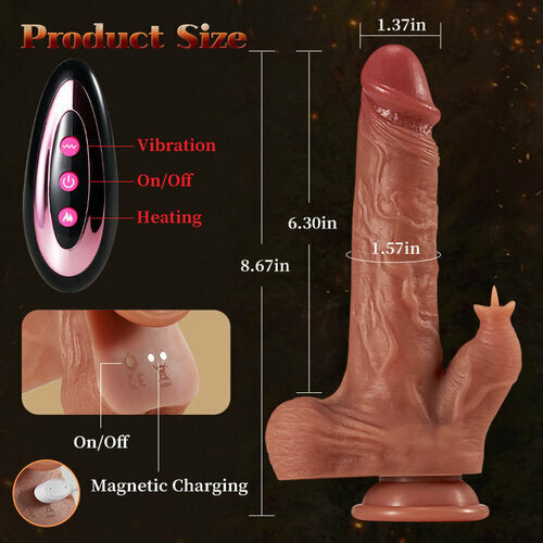 Lurevibes - Reed 9 Vibrating Tongue Licking 3 Thrusting & Swing Heating 8.67 Inch Realistic Dildo Lurevibes