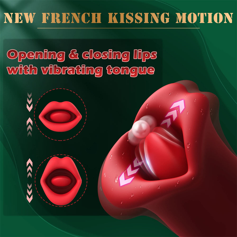 Lurevibes - Rose Muncher Vibrator With Stick 10 Vibration Modes And 10 French Kissing Modes Lurevibes