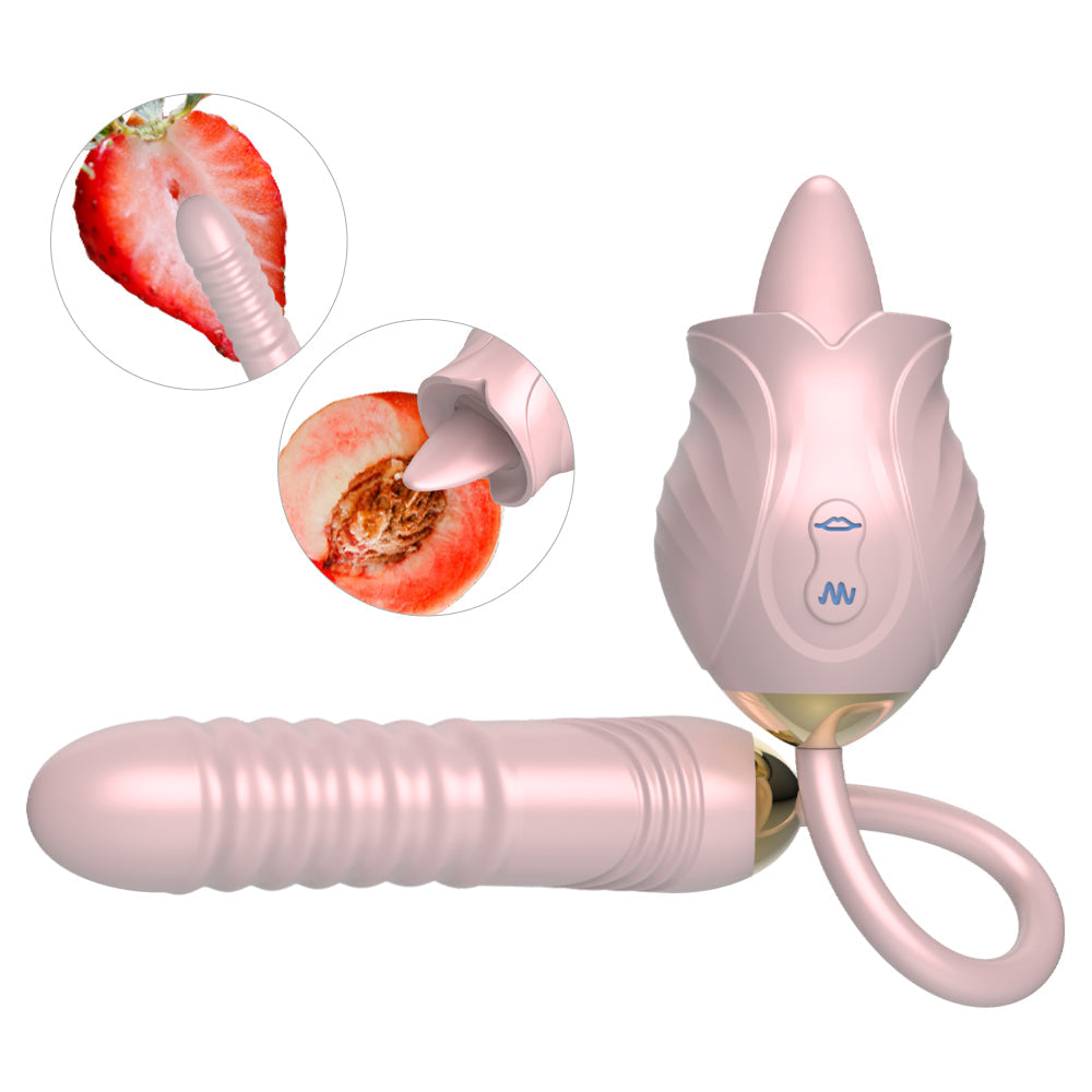 Lurevibes- New Rose Toy Warming G-spot Tongue Licking Vibrator Lurevibes