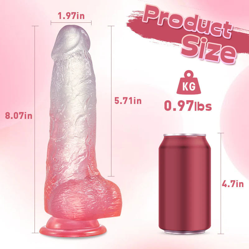 Crystal Jelly Dildo With Strong Suction Cup Huge Dildo 8 Inch Lurevibes